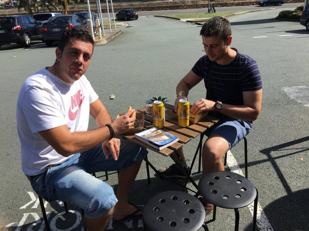 Boys having lunch