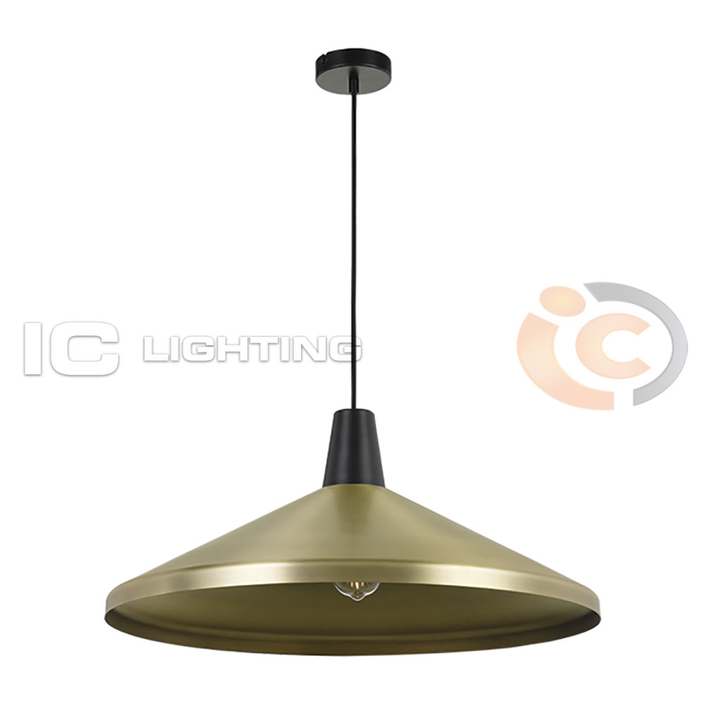 Telbix Temo Large Brass Black White Pendant Light